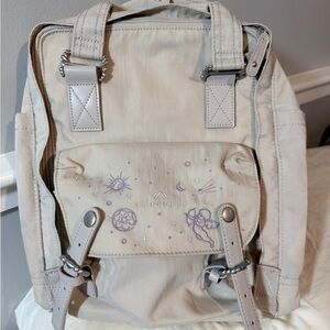 Doughnut Beige Backpack with Embroidered Design